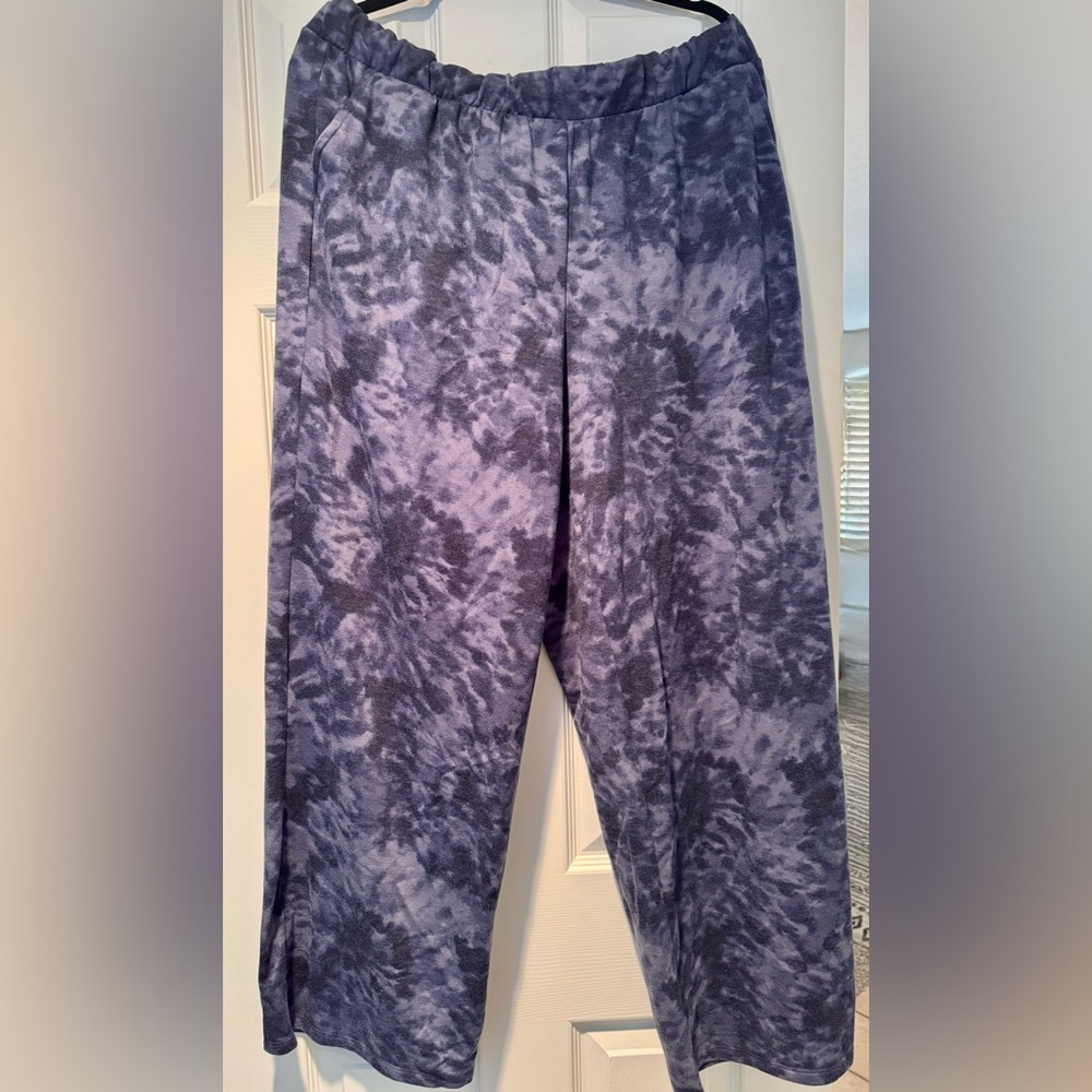 Jenni - Blue Tie-Dye Oversized Relaxed Fit Pajama Pants